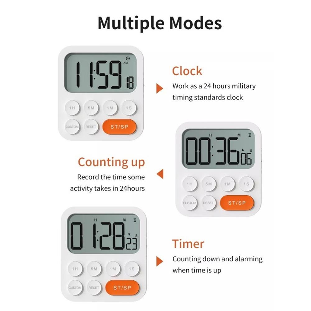 LCD Digital Timer Countdown Stopwatch Home Kitchen Cooking Clock Time Timer for Baking Stopwatch Shower Fitness Classroom Study
