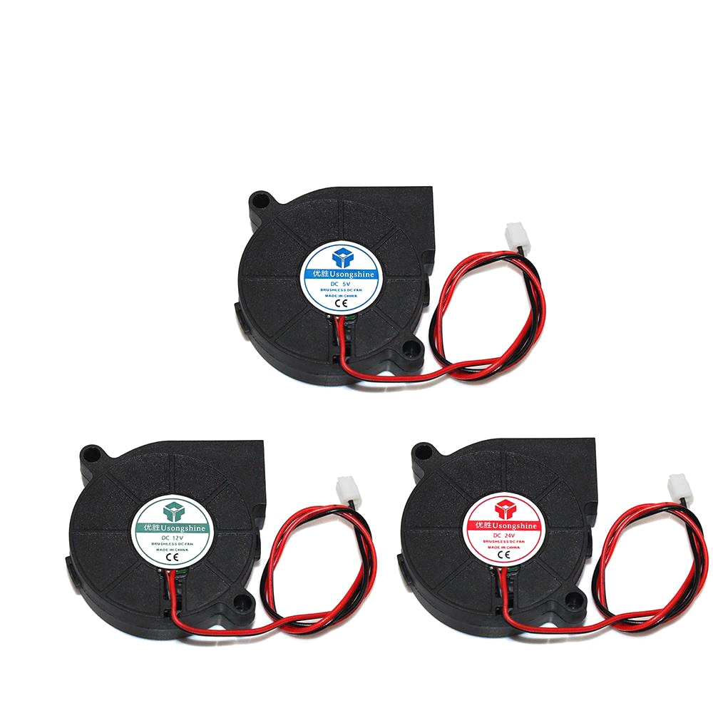 Ventilador turbo de refrigeração, peças da impressora 3d sem escova, 2 pinos para extrusora, ventilador de refrigeração dc 5015 5/12/24v 50x50x15mm parte fãs de plástico pretos