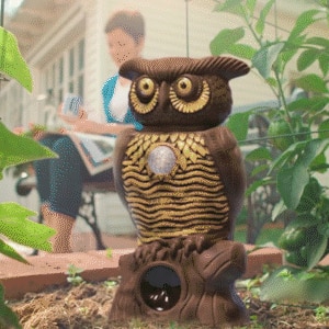 Owl Alarm Flashing Sound Critter Repellent Realistic Bird Scarer Sound Owl Prowler Decoy Protection Scarecrow Garden Yard