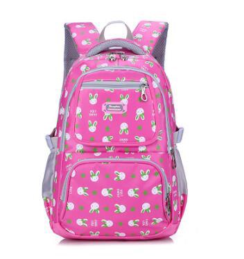 Schooltas dames meisjes sthdent canvas preppy stijl schoudertas boekentas pure kleur bloemen tas schoolreis rugzak: Perzikrood