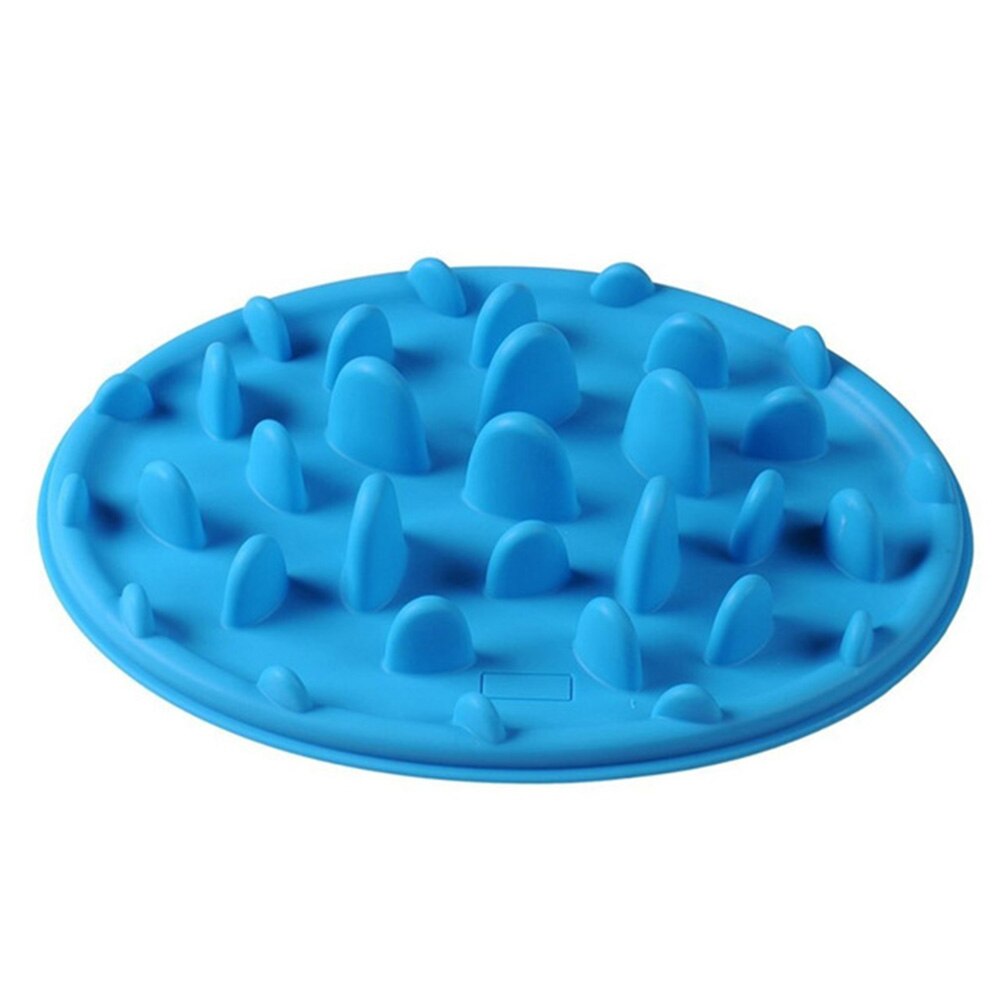 Pet Dog Feeding Food Dish Bowl Slow Feeder Puzzle Anti-Choke Silicone Puppy Slow Eating Feeder Dish for Small Medium dogs Cats: Blue / S(25x18cm)