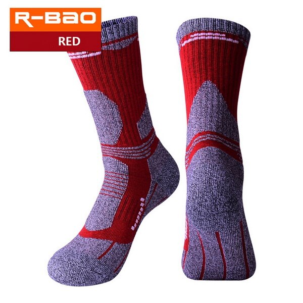 2Pairs/Lot Winter Thermal Walking Socks Thicker Men Women Outdoor Hiking Skiing Sock Sport Thermosocks For Cycling Mountaineer: red / L