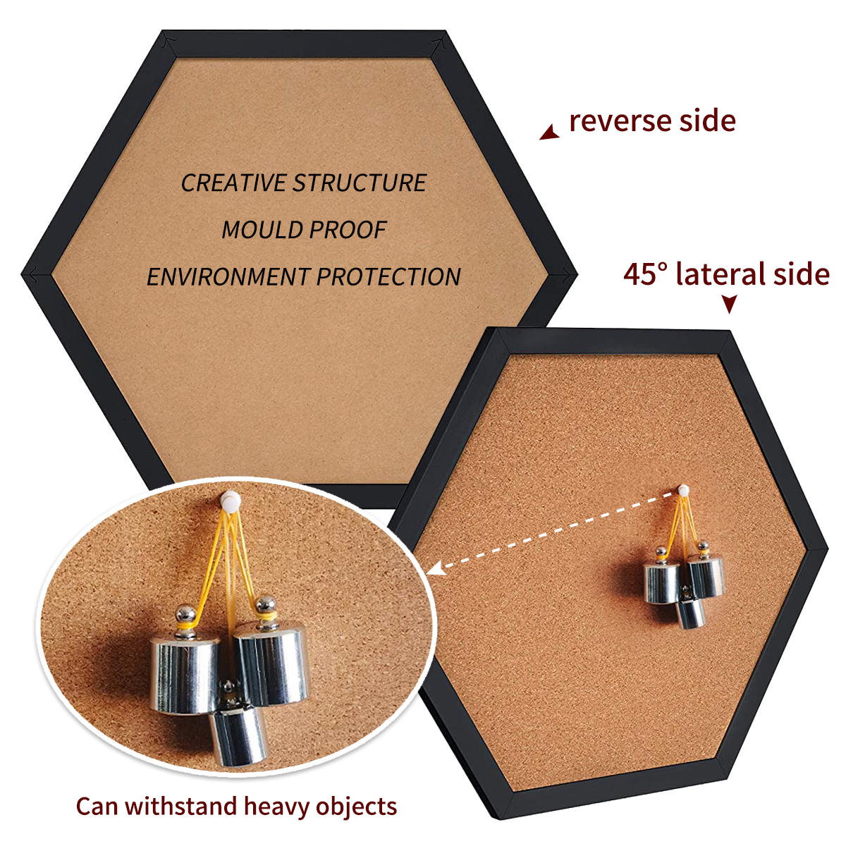 Neue Stil Gleichseitiges Hexagon Kork Bord innovativ Nachricht Bord Stift Bretter Holz Rahmen Dekorative Postkarte Zauberstab Bekanntmachung Gremium