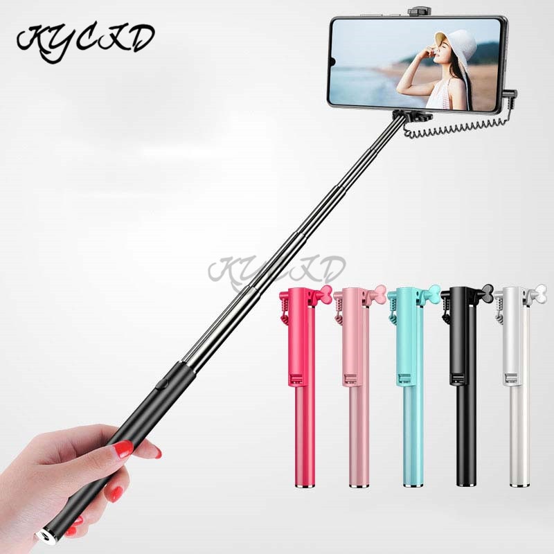 Handheld Selfie Stick 71CM Extendable With Remote Shutter Button 3.5mm Cable Wired Selfie Monopod Self-Timer For Android IOS