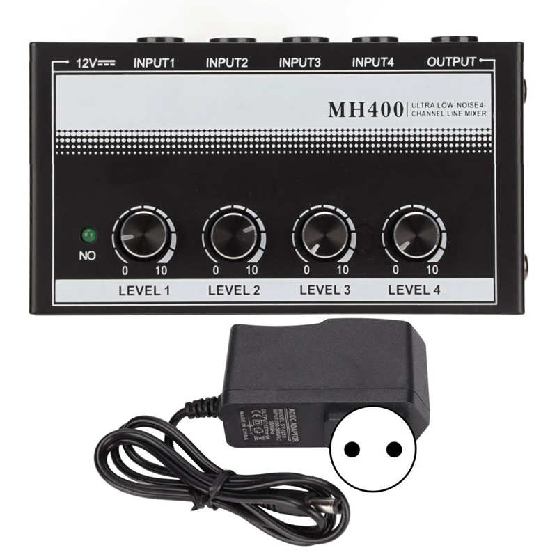 4 Channel Line Mixer Compact Stereo Low Noise Portable Line Mixer for Clubs and Bars 100‑240V: EU