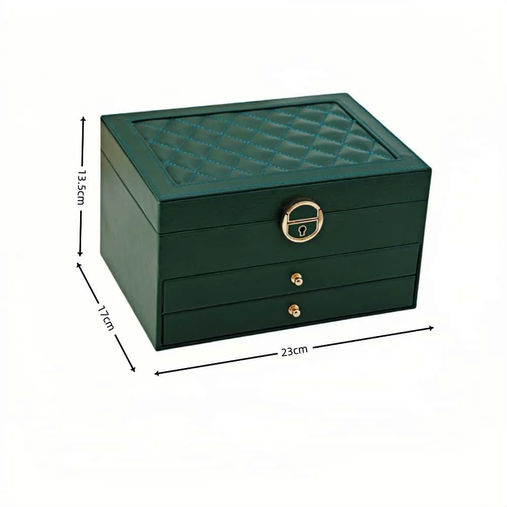 Schmuck-Aufbewahrungsbox, abschließbar – 3-lagige große Schublade für Ohrringe, Ringe, Halsketten-Organizer – modische Reise-Schmuck-Aufbewahrungsbox