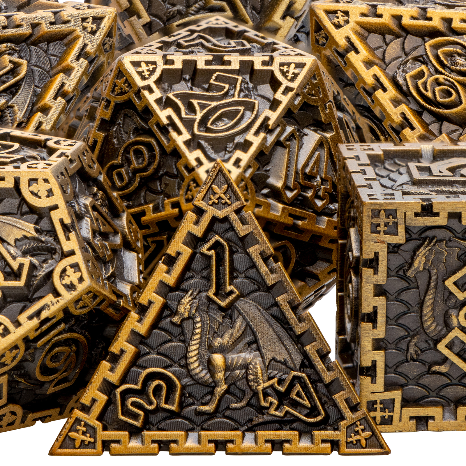 Metal Polyhedral DND Dice Set Dungeon and Dragon D&amp;D Dice for MTG Pathfinder RPG Roll Playing Game D20 D12 D10 D8 D6 D4