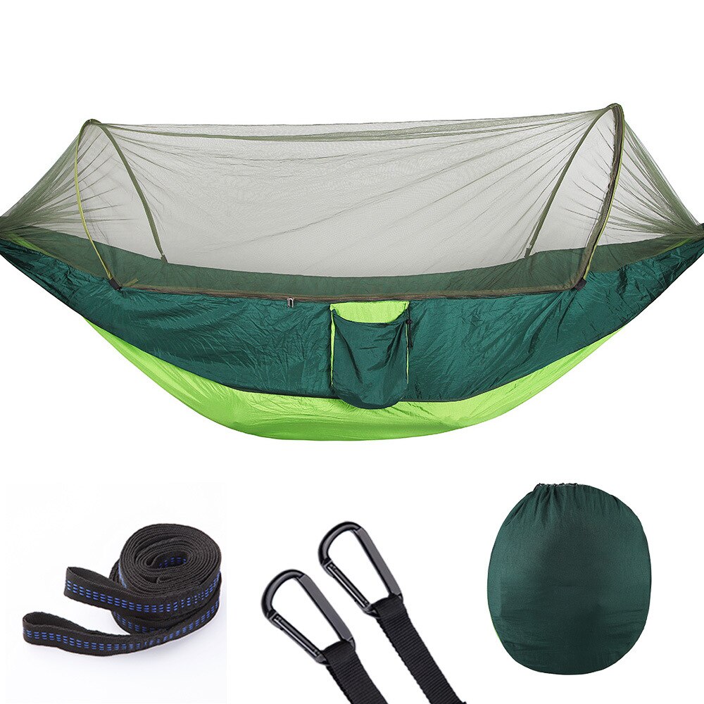 Automatische moskitonetz-hängematte für 1-2 personen, outdoor-hängematte aus nylonstoff, camping-moskitonetz-hängematten-baldachin-zelt: 250 x 120cm- grün-gre