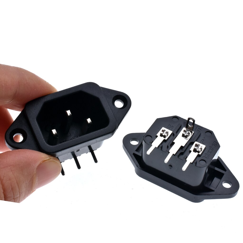 10Pcs 0V 10A Iec 320 C14 Panel Mount Plug Adapter Power Connector Socket Zwarte Schroef Mount 3 Pins inlaat Power Plug Socket: Type 2