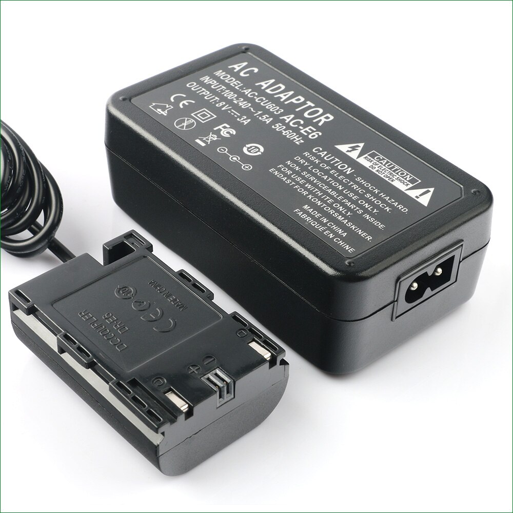 Alimentatore DRRI ACK-E6 Con Dummy Battery Per Canon EOS 5D Mark II/III/IV | Doppia Porta USB, Cavo 1,5m