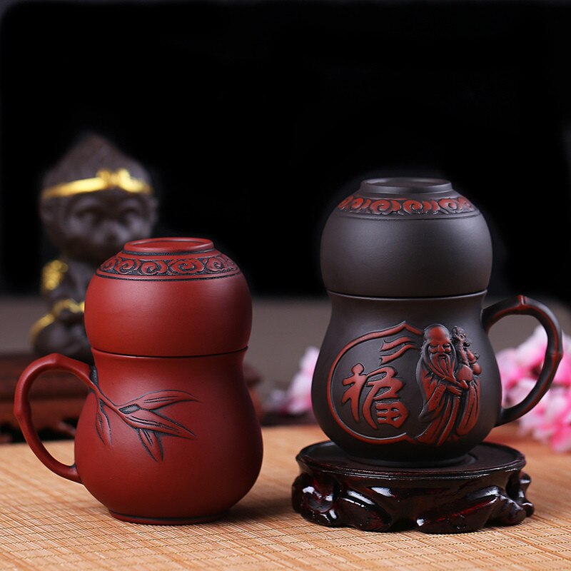 Traditionele Chinese Paarse Klei Cup Yixing Handgemaakte Drinken Theekopje Kantoor Water Mok Met Deksel En Filter Kung Fu Drinkware