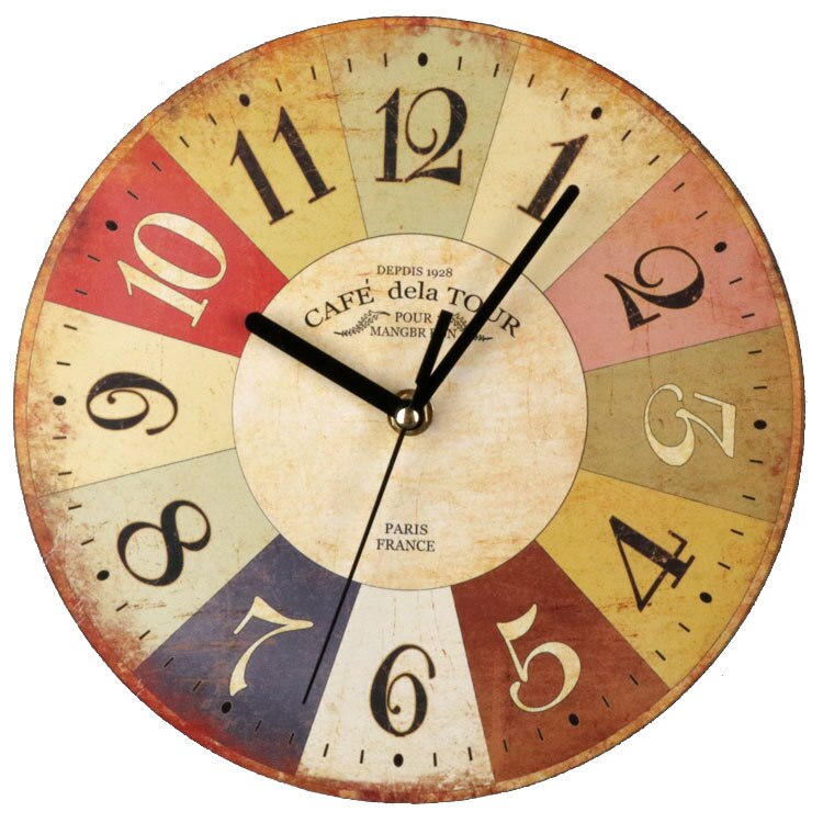 Nordic Retro Style Wooden Wall Clock Digital Wall Hanging Clock Watch Craft Office Coffee Store Home Decoration: SKU-9