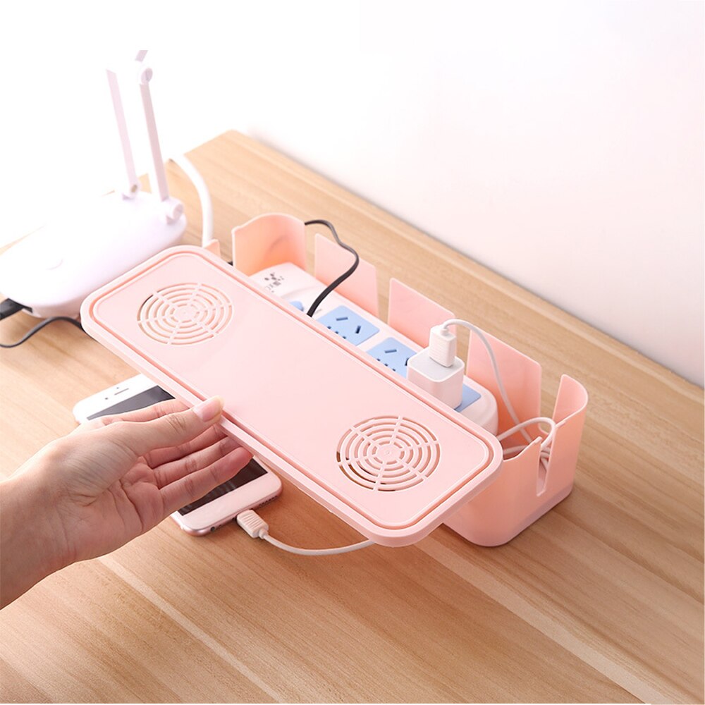 Stopcontact opbergdoos kabel verlengsnoer organizer desktop stroom gadget bak mobiele oplader elektrische plastic houder