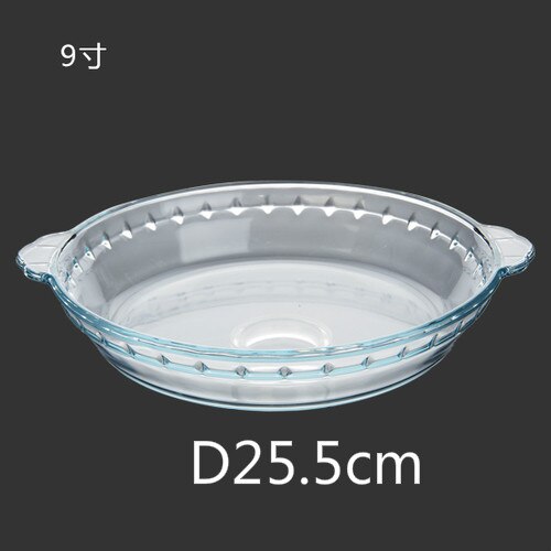 Heat-resistant glass plate thickened tempered salad fish plate household round tableware transparent microwave dish mx8031203: 9 inch