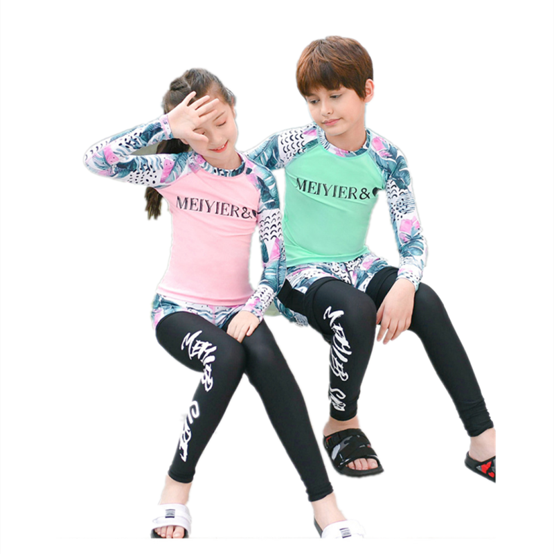 Children Swimsuit Baby Girl Swimsuit Three Piece Long Sleeve Swimsuit Quick Dry Diving Suit Swimming Suit Surfing Swimsuits
