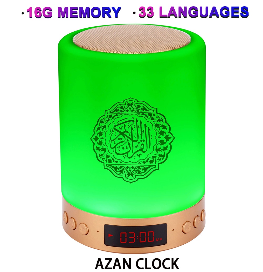 16Gb Geheugen Azan Bluetooth Koran Speaker Afstandsbediening Led Nachtlampje Koran Lamp Moslim Azan Klok MP3 Speler coran Lamp