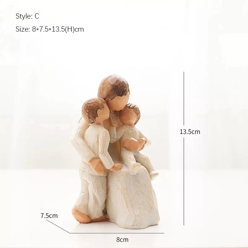 Artistic Nordic Style Love Family Resin Figure, Figurine Ornaments, Home Decoration, Human Statue Crafts, Happy Time: DEEP BLUE