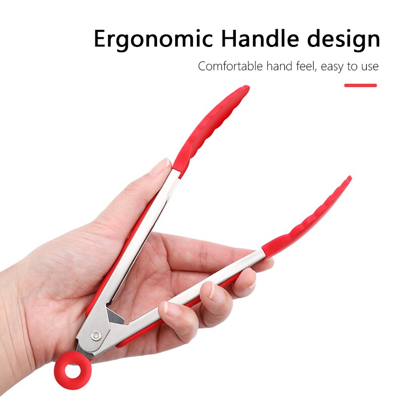 Stainless steel Silicone Kitchen Tongs BBQ Clip Salad Bread Cooking Food Serving Tongs Restaurant Food Folder Kitchen Tools
