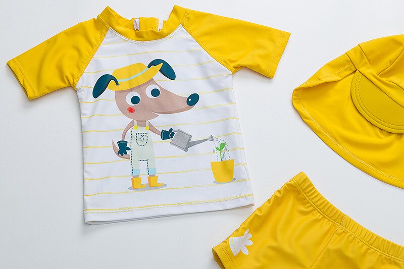 Jongens Badmode Cartoon Print Kinderen Zwemmen Pak Uv 50 Zon Beschermd Drie Stukken Split Baby Bad Kleding Kids Beach Wear