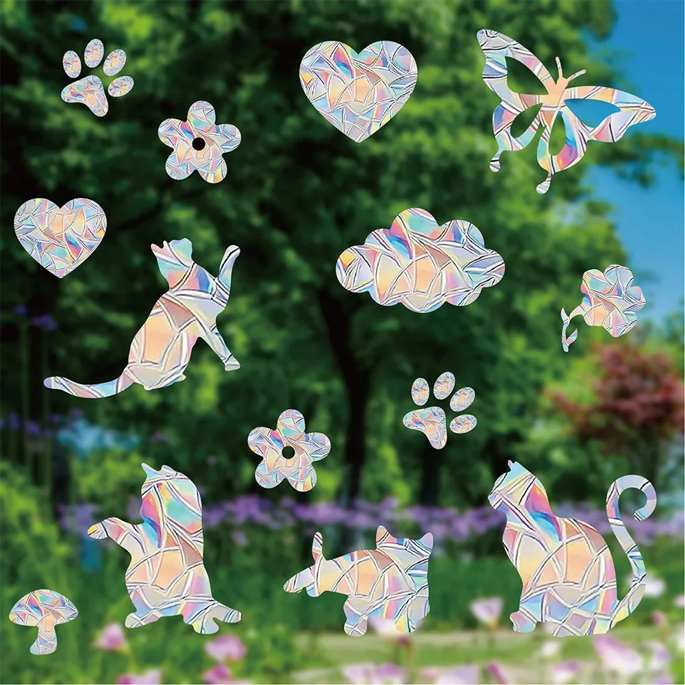 Sunshine Catcher Colorful Window Stickers Rainbow Prism Butterfly Electrostatic Glass Stickers PVC Anti-collision Window Sticker
