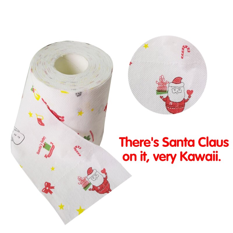 1pcs Roll Paper Santa Toilet Paper Towel Printing Interesting Pattern Family Bathroom Living Room Toilet Paper For Decoration