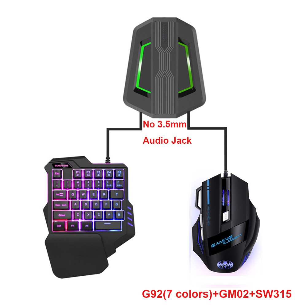 Combo clavier et souris de jeu rétro-éclairé rvb, 3200 DPI, une main, avec convertisseur pour PS4, Xbox, Nintendo Switch: G92A GM02 SW315