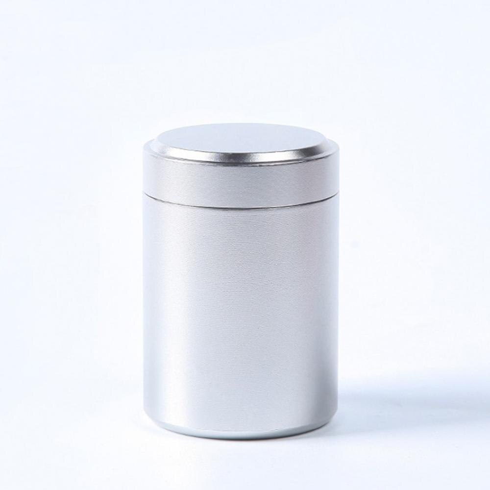 70ML/120MLAirtight Tea Canister Travel Loose Tea Caddy Metal Storage Bottle Kitchen Spice Coffee Powder Container Can: 70ml Silver