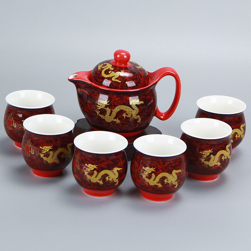 Chinese Ceramic Tea Set Kung Fu Porcelain Tea Cup Pot Set Dragon Teapot Teacup Kungfu Teaset Puer Oolong Tea Ceremony Teaware