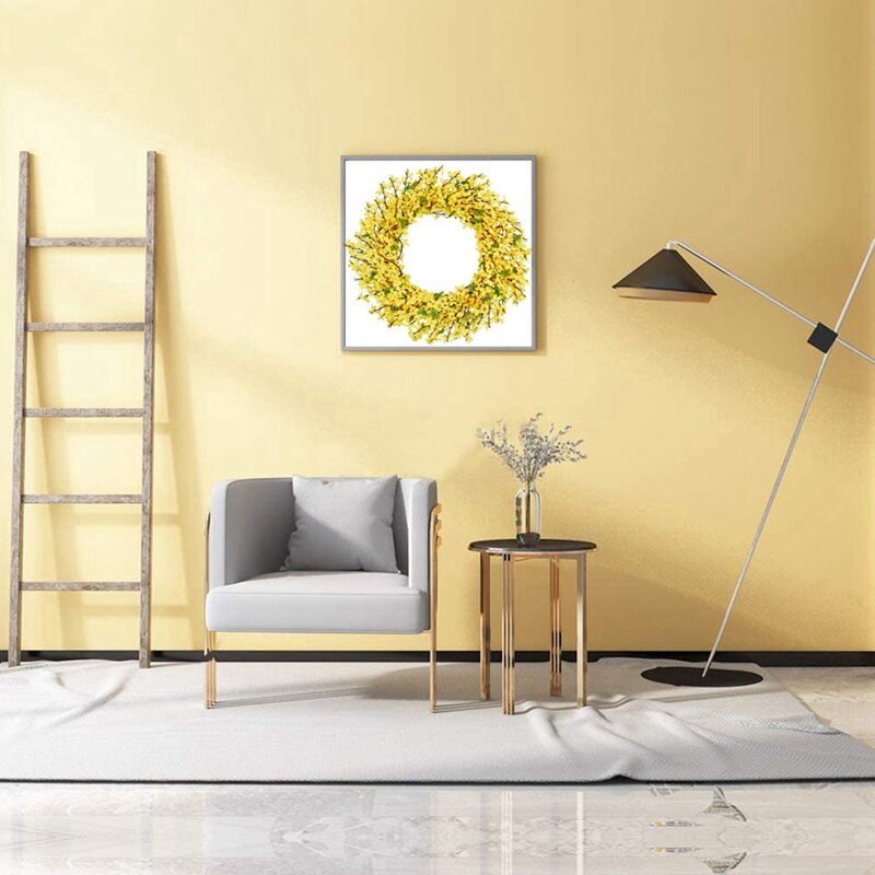 Sztuczne forsycja wieniec kwiatów, żółty kwiat wieniec frontowe drzwi zima Jasminum wieniec na ślub dekoracje ścienne robić domu