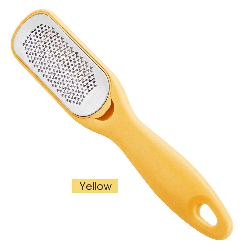 Noq Rvs Voet Bestand Metalen Dubbele Kanten Voet Scrub Voor Hakken Slijpen Pedicure Bestanden Voeten Cleaning Care Tools: YELLOW