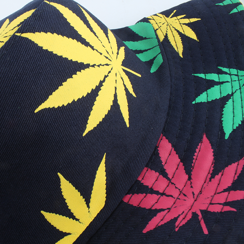 Hip hop grøn hvid sort blad print fiskeri hat panama spand hatte til mænd kvinder sommer bob vendbar spand cap
