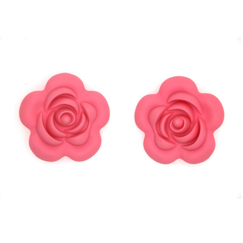 Kovict 10 stk silikone rose perler bpa gratis babybørster perler blomst form babybitringer til babybørser halskæde fremstilling: Rød