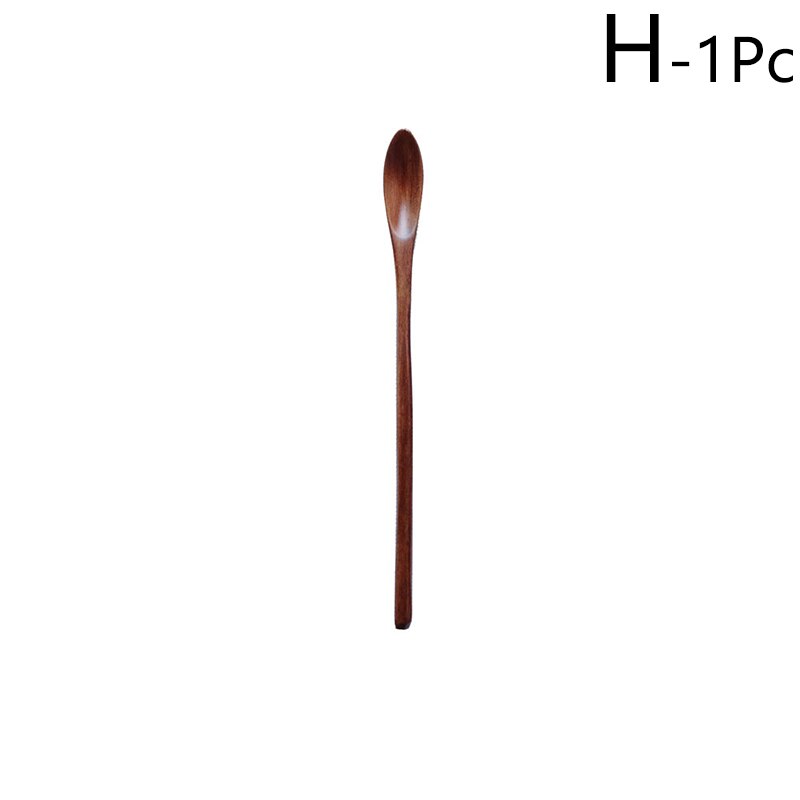 1 Pcs Natural Long Handle Wooden Mixing Spoons Coffee Tea Spoon Honey Stirring Spoon Wooden Spoon with Thin Handle: H