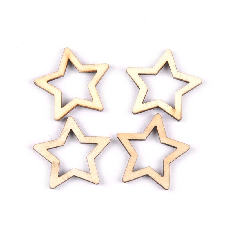 Gemengde 50 stuks uitgeholde sterren houten knutsels voor kunst scrapbooking versieringen bruiloft doe-het-zelf houten plakjes huisdecoratie  m1872