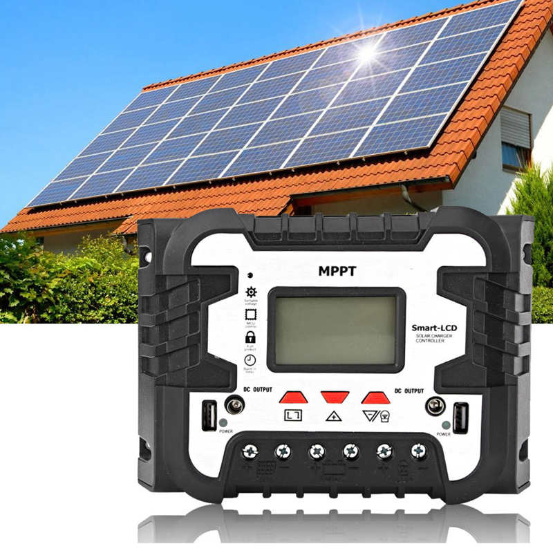 Solar- Laderegler Dual USB LCD Anzeige MPPT Regler 2,4 EINE 12V24V IP32 Wasserdichte Entladung Regler