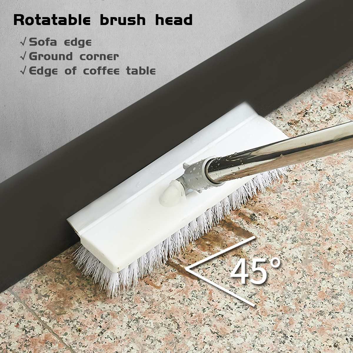 2 in 1 Multifunctional Telescopic Broom Magic Rubber Tub and Tile Scrubber Removable Adjustable Long Handle Cleaning Brushes