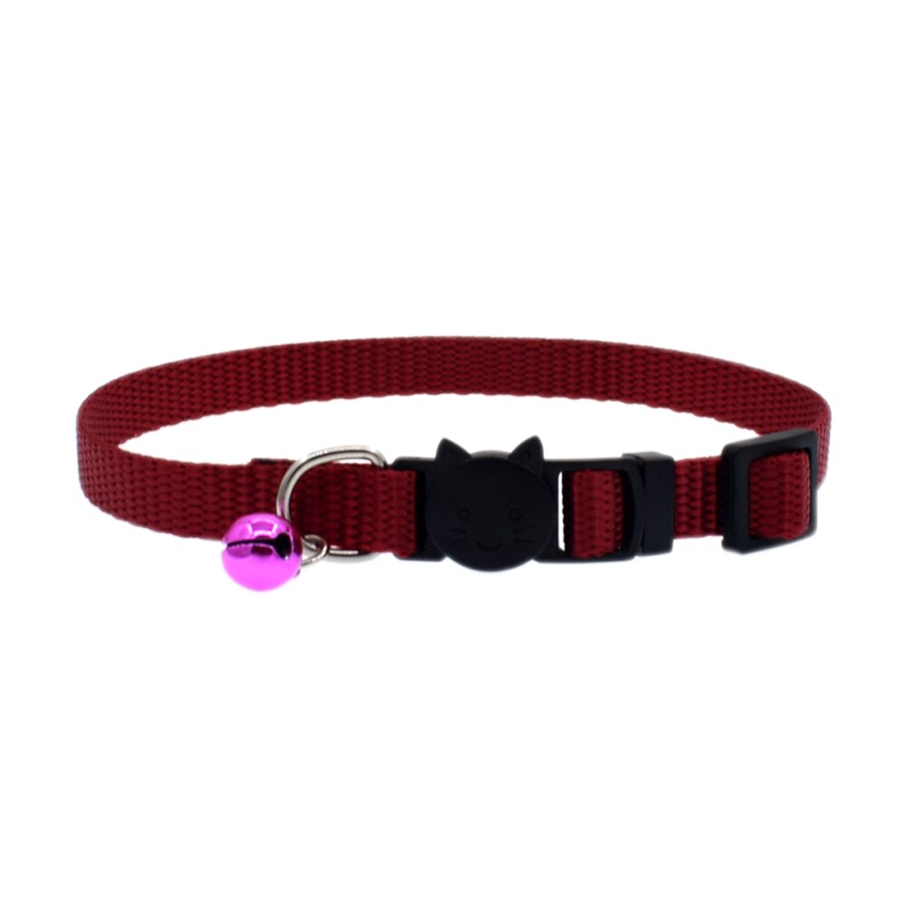 Cat Collar With Bell Safety Buckle Kitten Small Dogs Cats Adjustable Nylon Collars Pet Supplies E2S: Burgundy