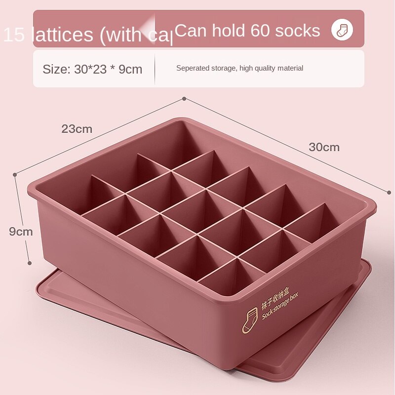 Underwear Storage Box Household Drawer Wardrobe Compartment Artifact Socks Panties Three-in-one Storage Box Shorts storage box: Red 15 grid