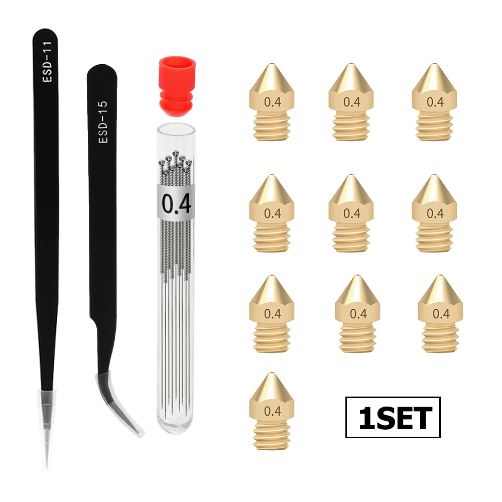 1Set 3D Printer Onderdelen Cleaner Kit Nozzle Cleaner Naald + Pincet Voor Cleaning 0.4Mm V6 J-Head hotend Nozzle Voor Extrusie Ender3: Type C