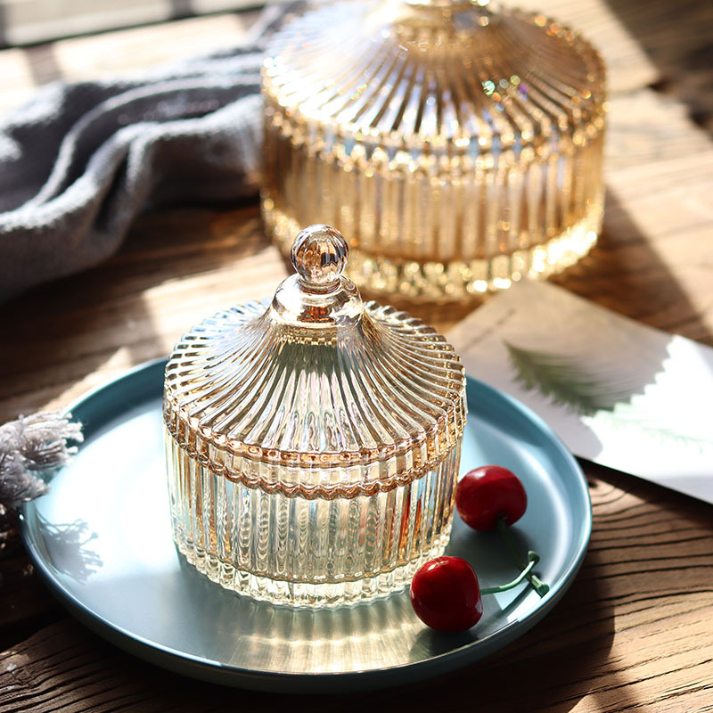 Bernstein Glas Kerze Gläser mit Deckel Jurte Glas Lagerung Krug Glas Leere Tasse Möbel Ornament Diy Kerze Krug