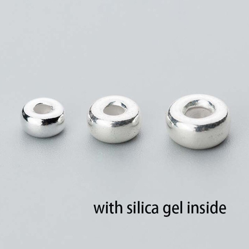925 Sterling Silver Beads With Silica Gel Inside Stopper Beads Non-slip S925 Silver Positioning Space Beads DIY Jewelry Making: 6.5x6.5x3.5mm 1pcs