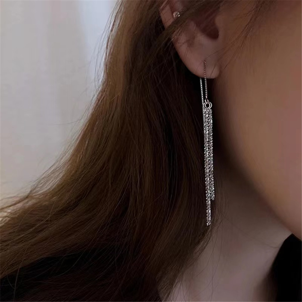 Zilveren Popcorn Ketting Voor Vrouwen Oorbellen Ring Sieraden Op De Oor Lange Kwastje Waterdruppels Charm: Earring 3