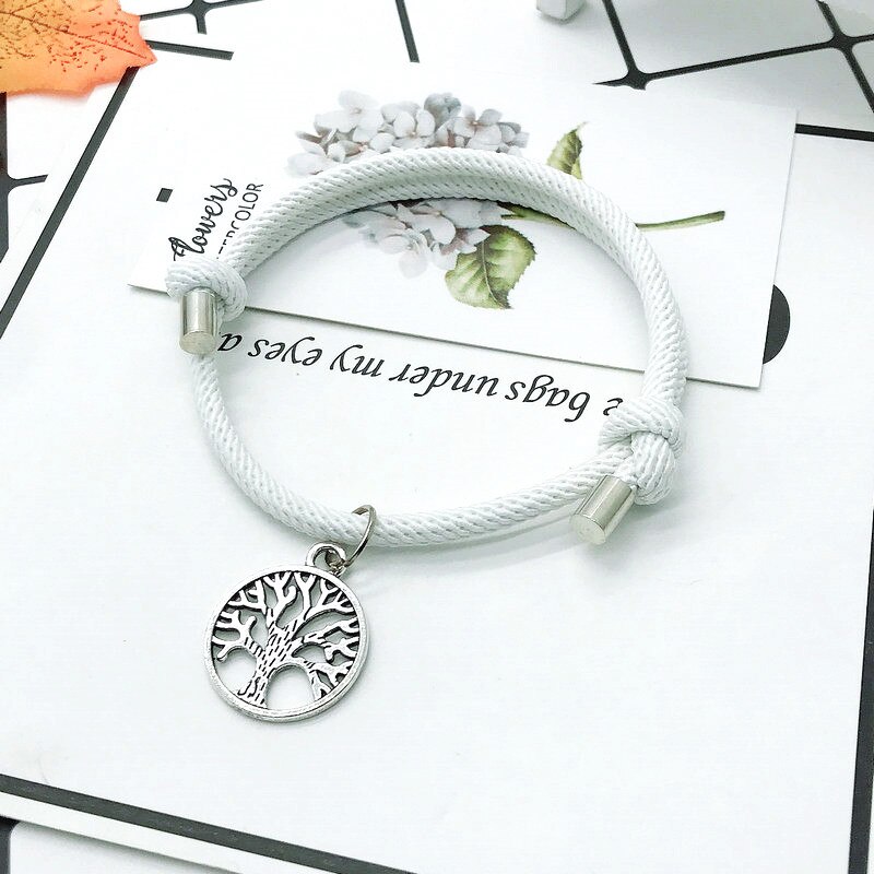 Moda pleciona lina drzewo życia uroku bransoletki mężczyźni kobiety Handmade regulowana czerwona nić bransoletka para Braclet prezent dla najlepszego przyjaciela: white
