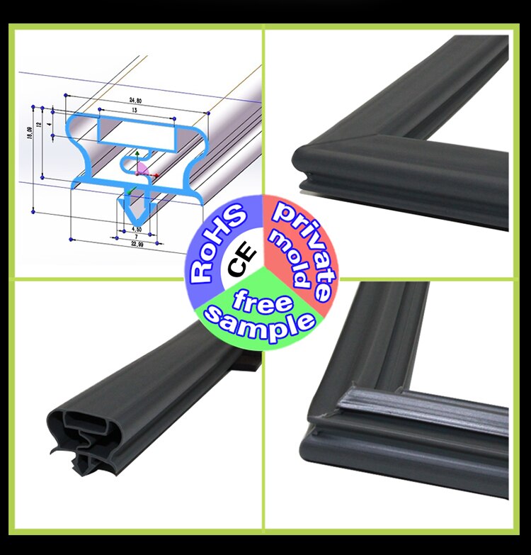 Top flexible refrigerator magnetic door seal gasket for commercial cabinet
