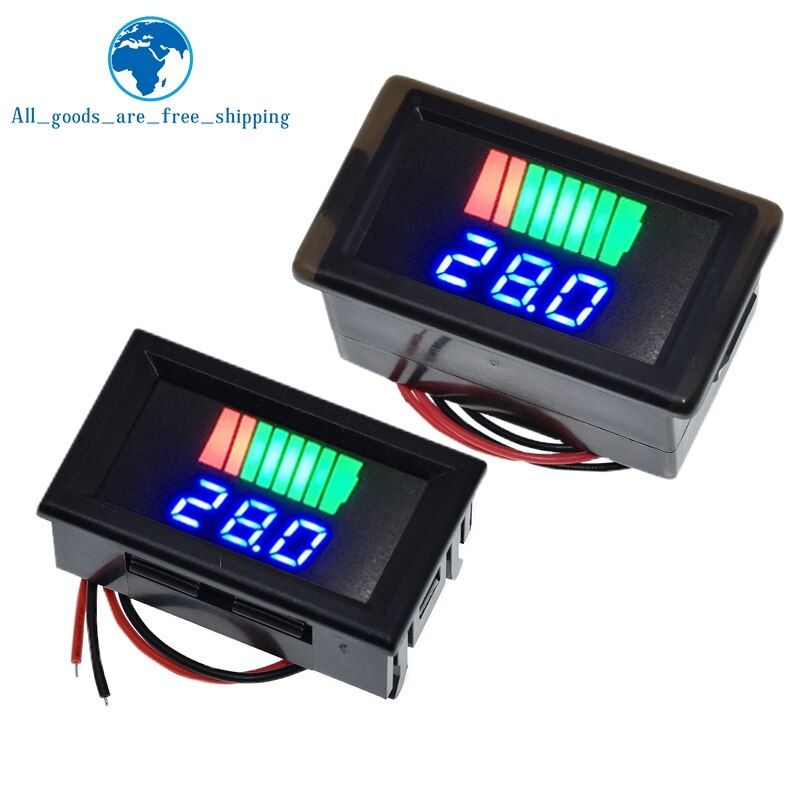 Auto Batterij Niveau Indicator 12V-60V Lithium Batterij Capaciteit Meter Tester Blauw Display Led Tester Voltmeter waterdicht