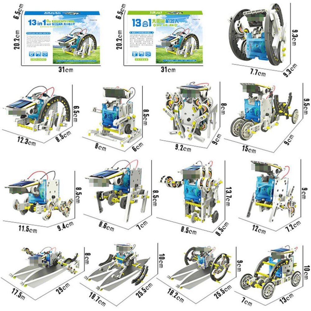 Stem Speelgoed 13 In 1 Solar Power Robot Diy Kit Speelgoed Educatief Wetenschap Experiment Technologie Speelgoed Voor Jongens En Meisjes gratis Sticker