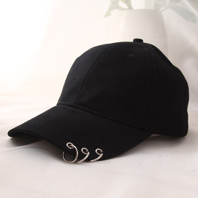 Persoonlijkheid Ring Baseball Cap Effen Kleur Licht Versie Gebogen Rand Caps Zonnescherm Straat Hip-Hop Hoed