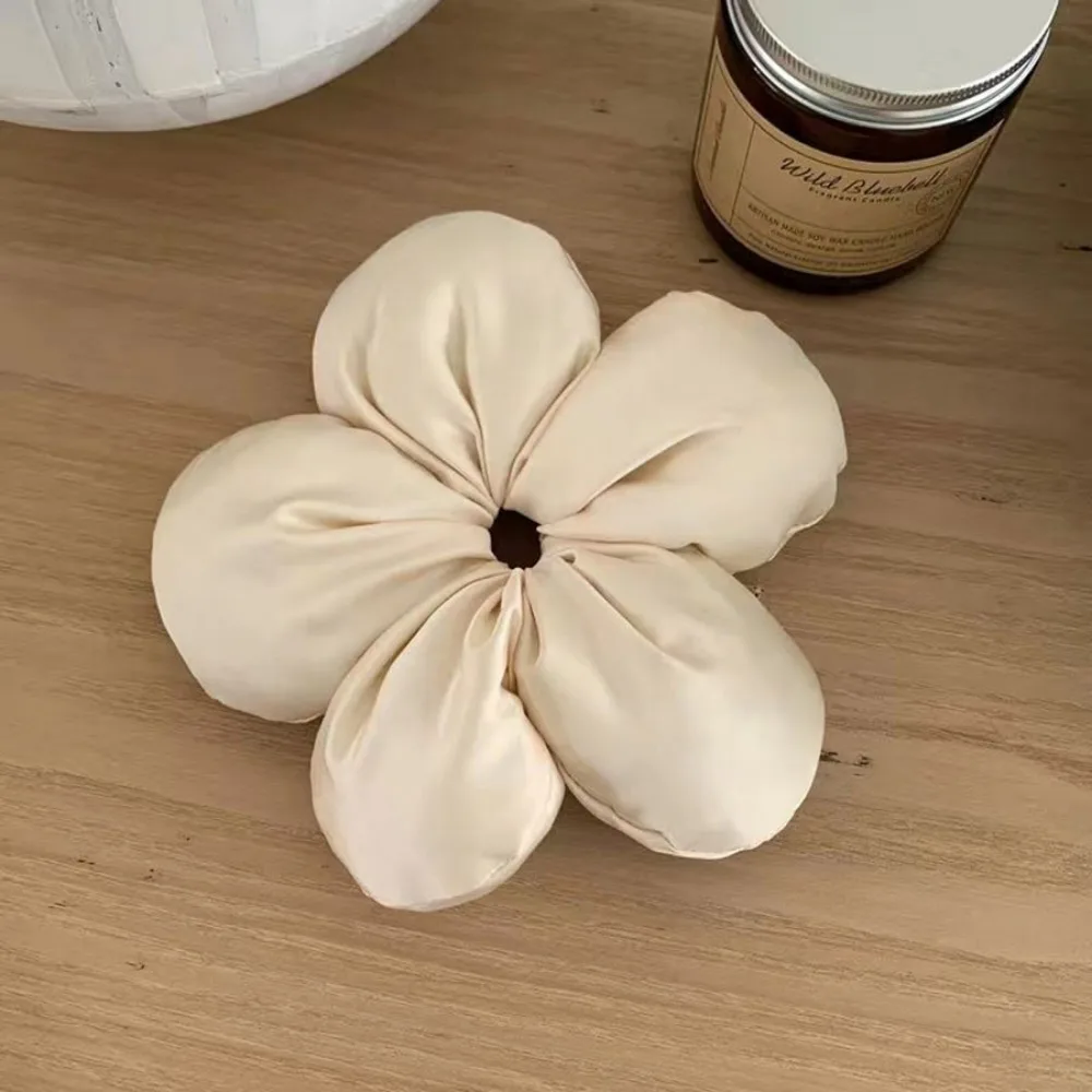 Coleteros de flores de pan grande y dulce, lazos para el cabello para el intestino grueso, bandas elásticas, soporte para cola de caballo, cuerda para el cabello, tocado exquisito: Gris