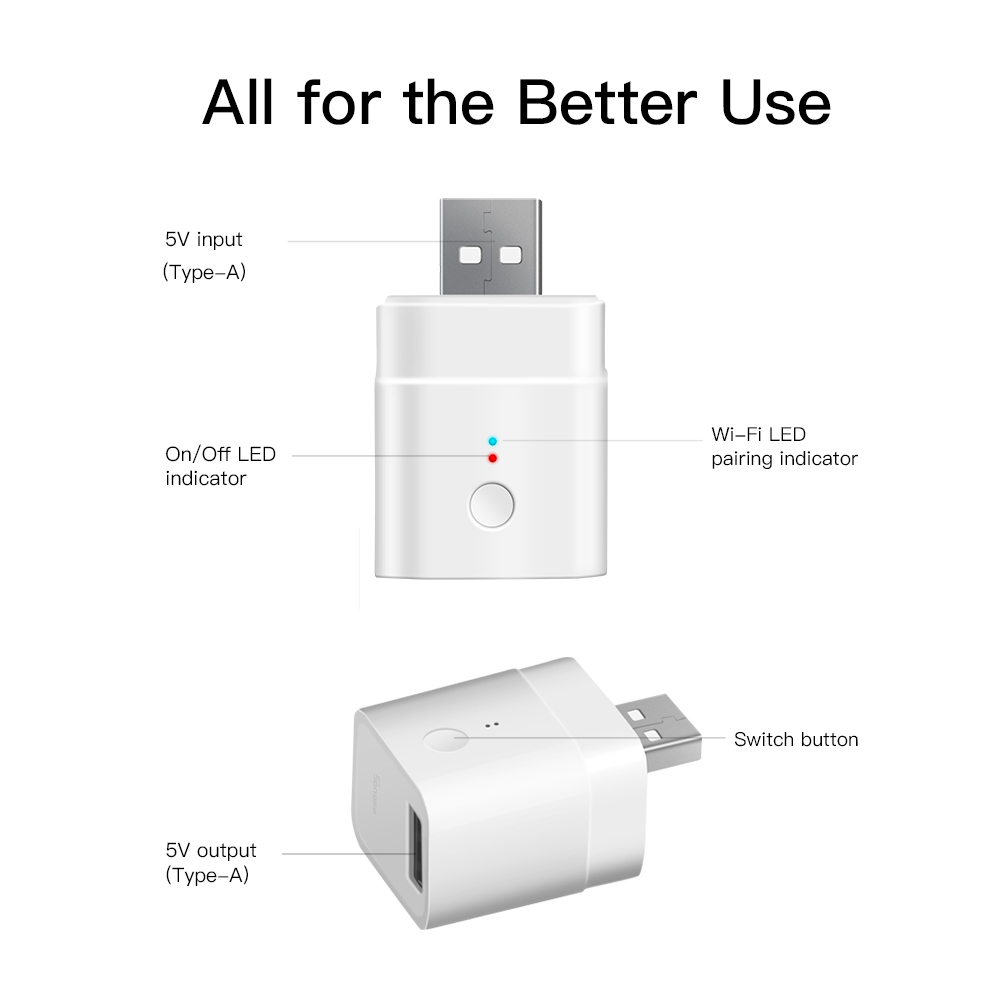 Itead SONOFF Mirco USB 5V Wireless USB Smart Adaptor Make USB Devices Smart via eWeLink APP Remote Control Alexa Google Home