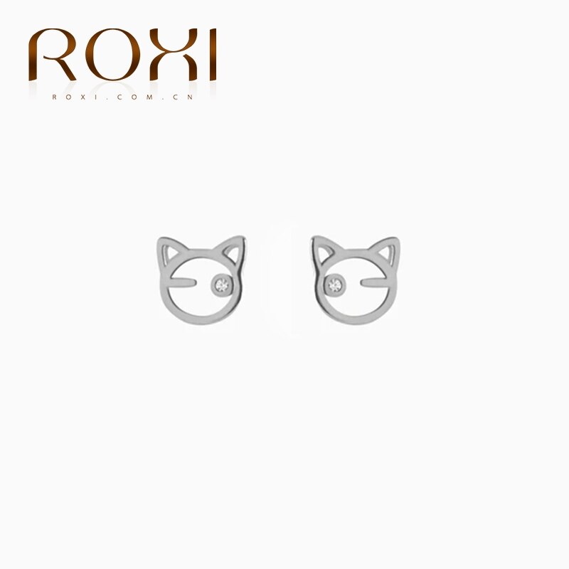 Roxi Punk Animal Snake Kraakbeen Oorbellen Voor Vrouwen Meisjes Leuke Insect Bee Kat Piercing Mooie Stud Oorbel Zilver 925 Sieraden: Cat silver